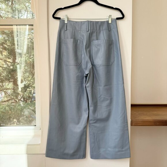 New Anthropologie The Colette Cropped Wide Leg Pants Maeve Faux Leather Blue - Picture 3 of 4